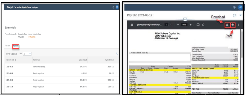 Accessing Former Employee Portal Pay Slips